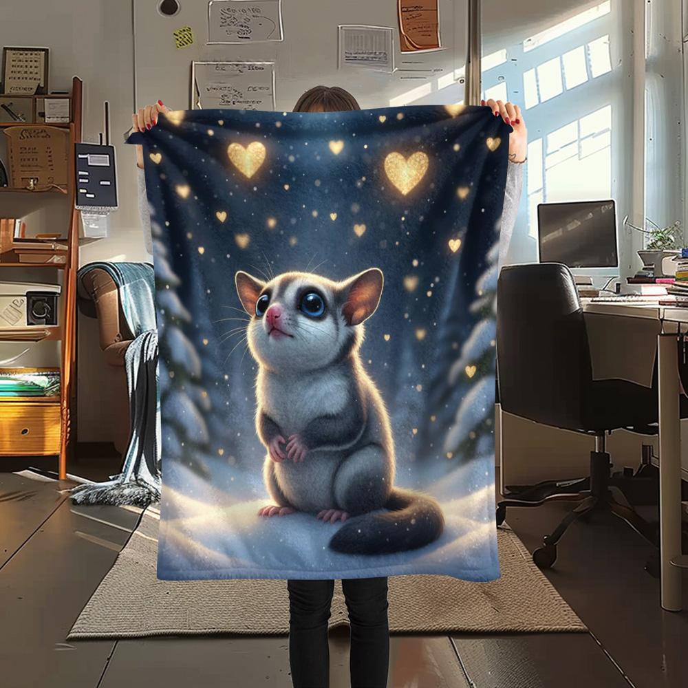 1PC Cute little animals Print Flannel Blanket, High quality Comfortable for All Seasons, Home Decor, Warmth and Comfort