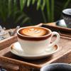 Retro Japanese Ceramic Coffee Cup and Saucer Set