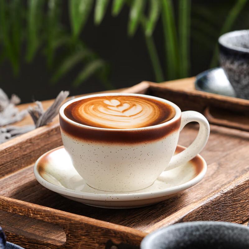 Retro Japanese Ceramic Coffee Cup and Saucer Set