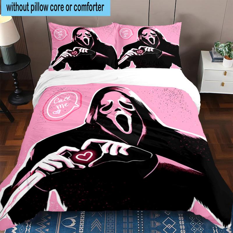 1PC Scr-eam Horror Movie 3pcs Bedding,Including 1pc Duvet Cover And 2pcs Pillowcases Perfect for Christmas,Ideal for Bedroom, Dormitory