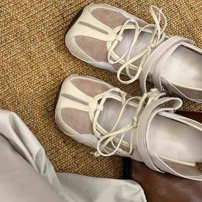 Бунтарские балетки на липучке женские 2025 новая мода бант перекрестный ремешок универсальные туфли Мэри Джейн