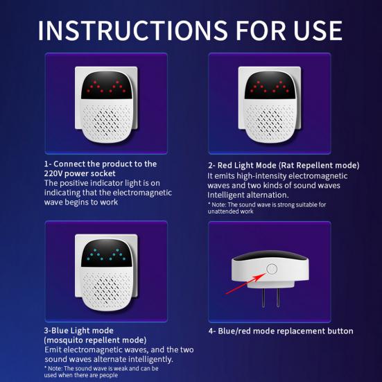 Yousheng Smart Ultrasonic Pest Repeller Insect Rodent Ultra-High Frequency Pulse Waves UK Plug Indoor Mouse Control Device Insect Repeller