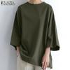 Women Casual O-neck Half Sleeve Blouse Tops Solid Color Loose Spring T-shirt