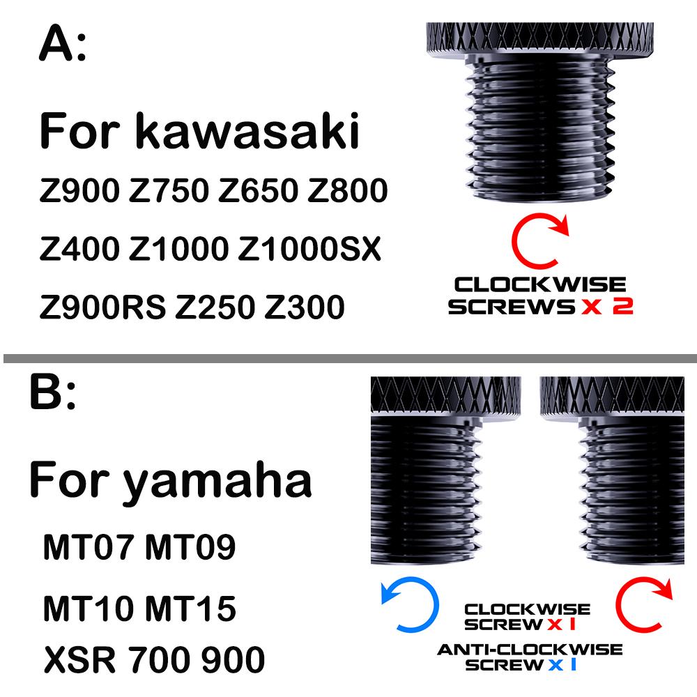 Для Kawasaki Yamaha Z900 Z750 Z650 Z800 Z1000 Z400 Z900RS MT07 MT09 MT15 Мотоциклетные Зеркала Заглушки Отверстий Винты Колпачки Z 900 750 650