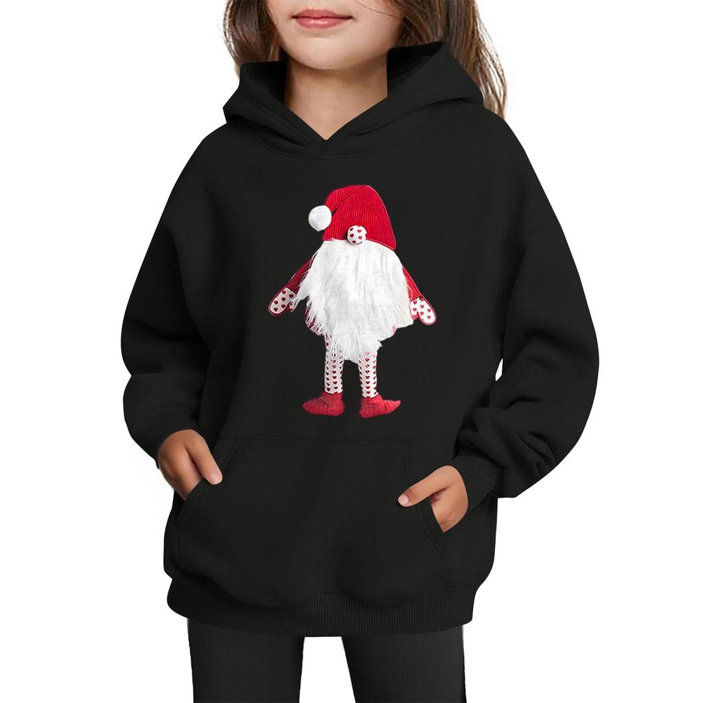 Толстовки для девочек-подростков Худи с длинным рукавом на шнурке Пуловер Милое принтованное Худи оверсайз Рождество