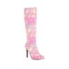 Women's High-heeled Boots with a Simple Autumn and Winter Temperament, Pointed and Fine Heel Printed Plus Size Women's Boots