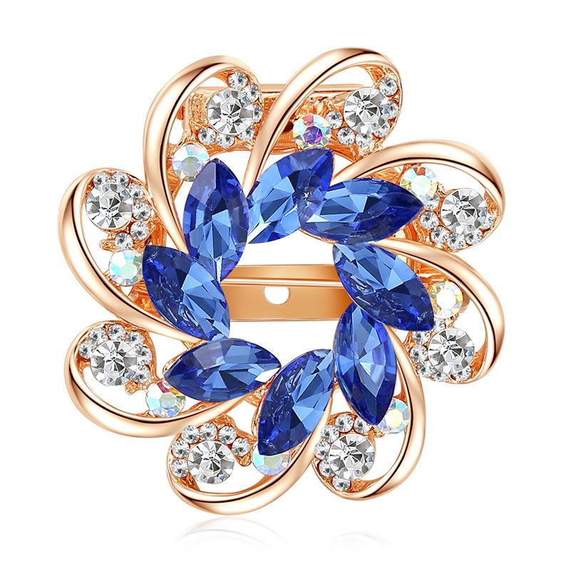 Модная брошь в виде цветка из кристаллов, женская, горячая распродажа, брошь из сплава, инкрустированная бриллиантами, шелковая пряжка для шарфа двойного назначения