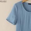ZANZEA Women Casual Round Neck Solid Color Summer Short Sleeve Dress