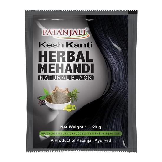 Patanjali Кеш Канти Травяной Менди, 20г - Натуральный Черный (Упаковка из 6 шт.)