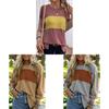 Polyester Striped Casual Long Sleeve T Shirt For Women With Color Block Design For Spring