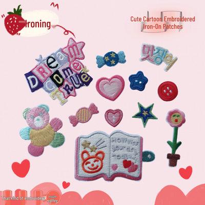 Корейский мультяшный вышитый тканевый патч – Аппликация ручной работы для DIY