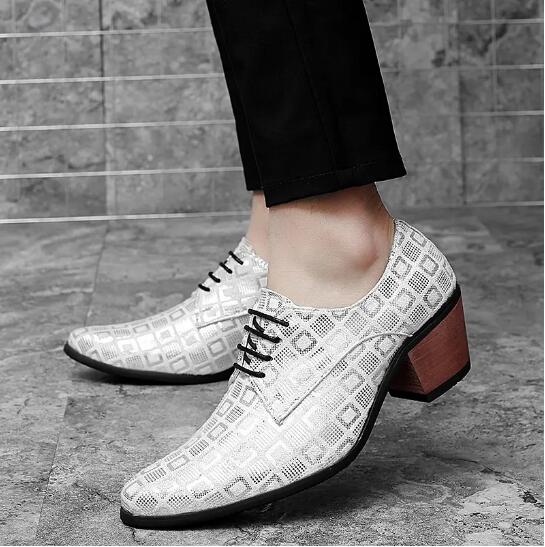 Pointed Toe Shoes Men'S High Heel Cross-Border Heightened Shoes Trend Leather Shoes Zapatos De Cuero Para Hombre M733
