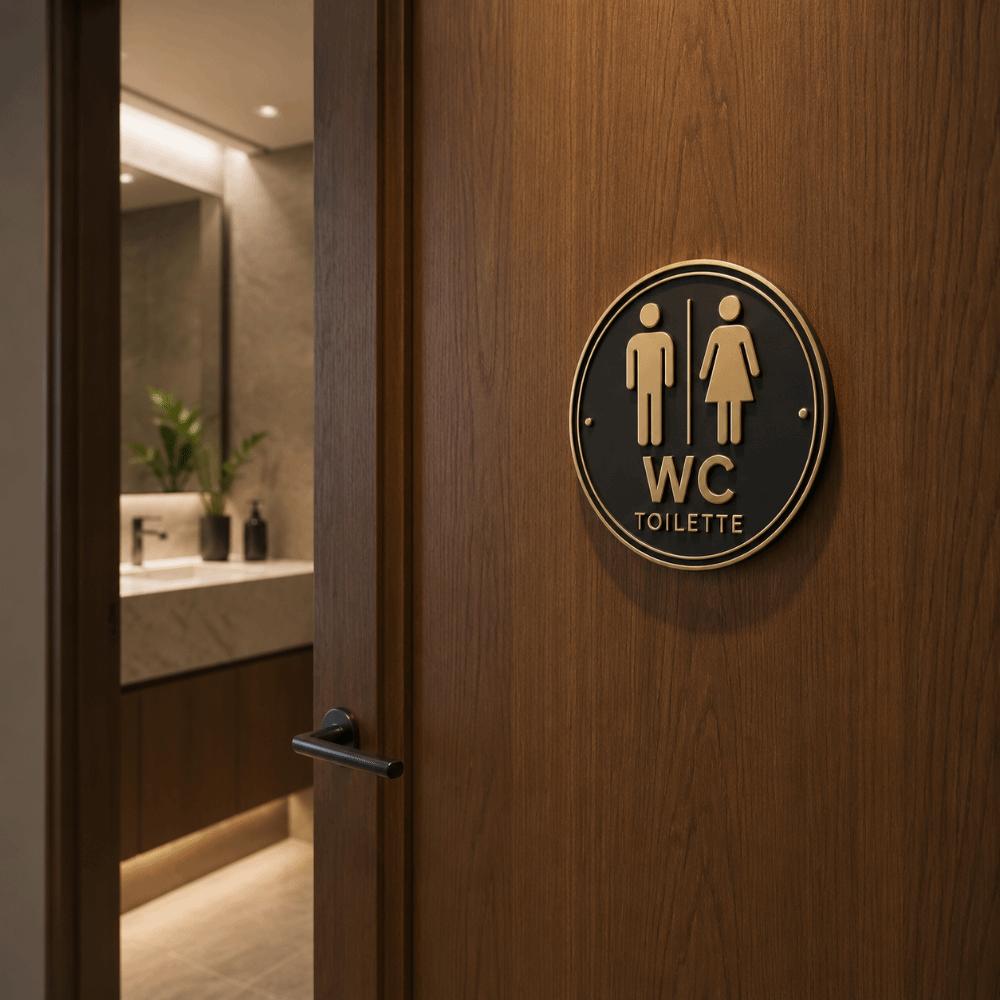 Round 2D Flat Sign Door Hanging Toilet Decoration Art Decoration German Toilet Sign Guiding Signs