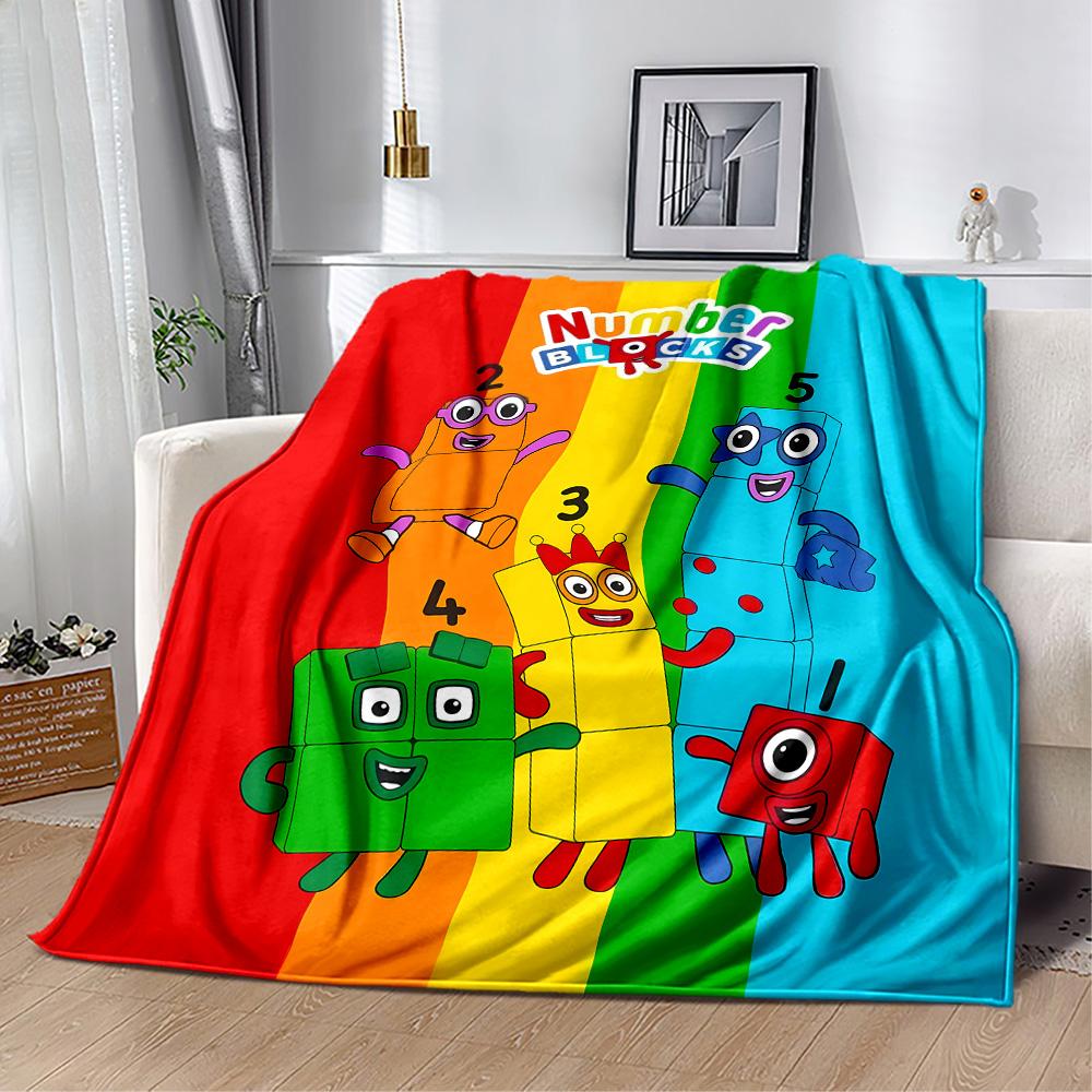 Number Blocks Adventure Flannel Blanket-Soft and Suitable for Sofas,Beds,Offices,Travel,All Seasons,Great Gift for Holidays and Birthdays.