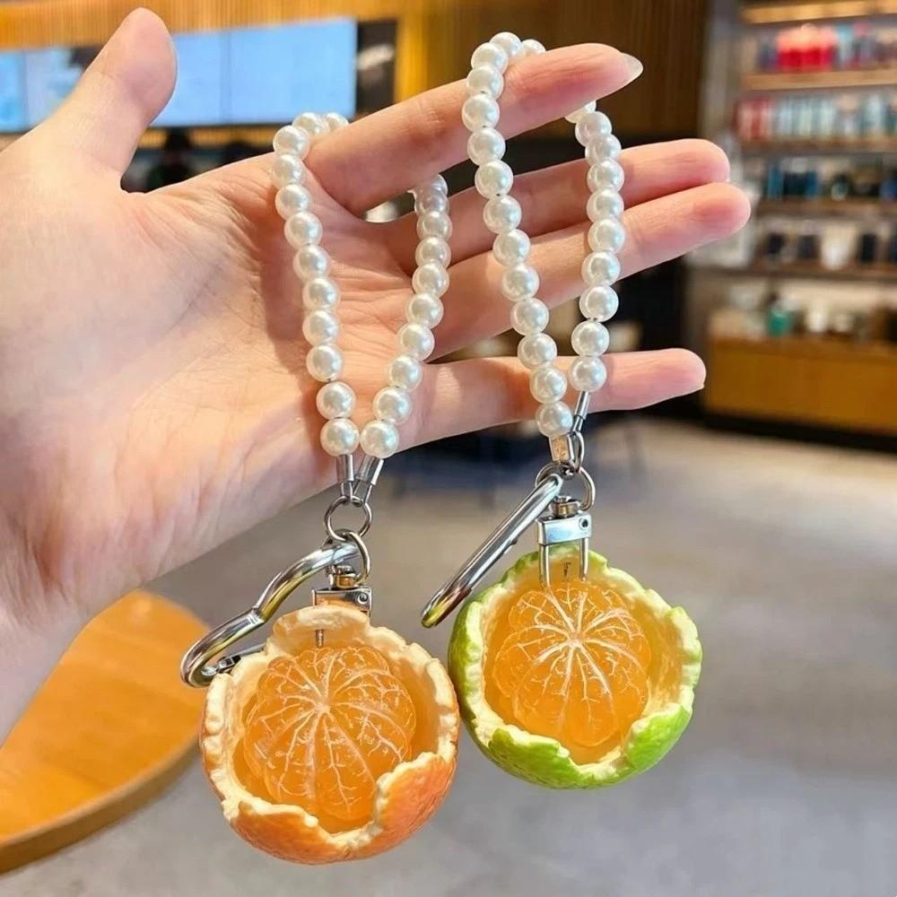Cartoon Lucky Fruit Orange Keychain 3D Fruit Pendant Simulation Orange Gift Accessories