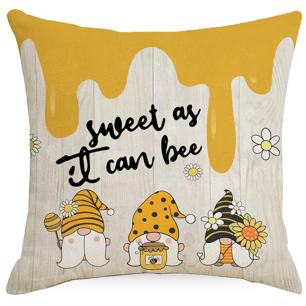 Новая льняная наволочка с принтом подсолнухов и пчел, для автомобиля, дивана, спальни, гостиной