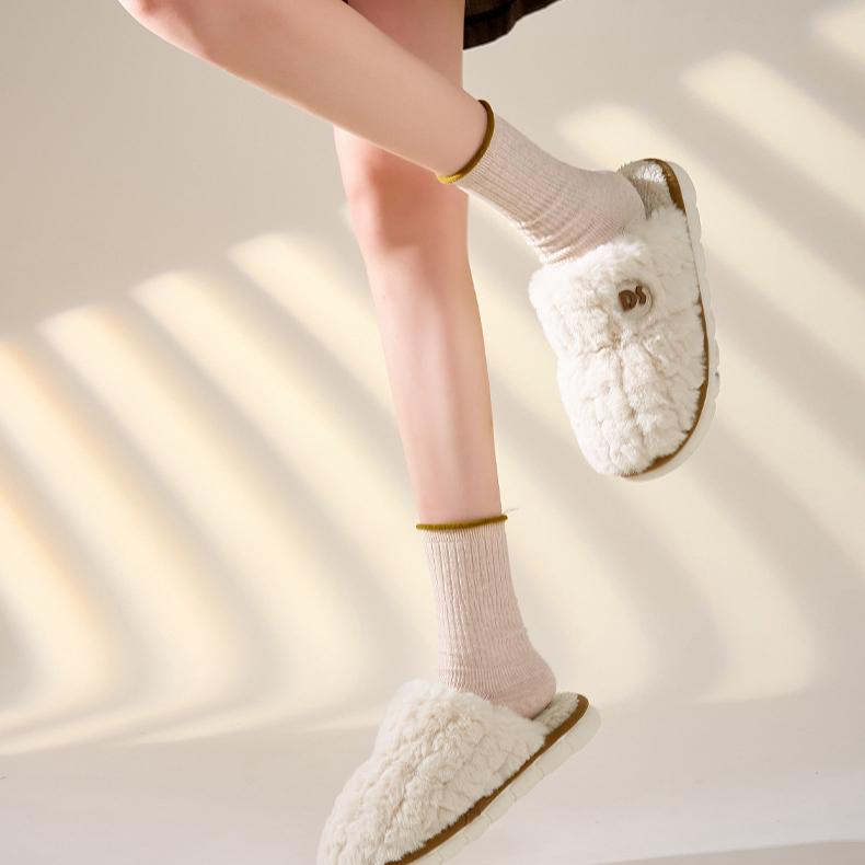 Новые хлопковые женские тапочки, осенне-зимние нескользящие парные тапочки на толстой подошве, мужская зимняя домашняя обувь