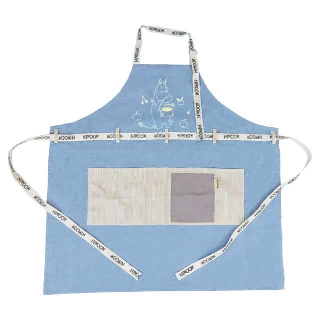 Watanabe Moomin Center Front Length Width Apron, 80.5cm, 81cm, Cotton, MM-7227
