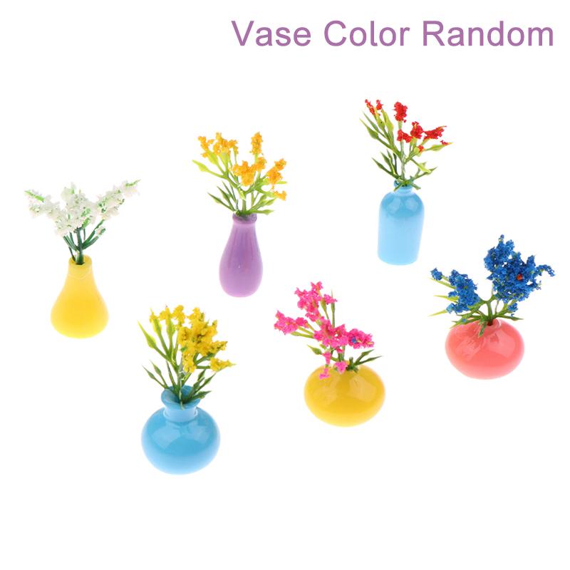 1/12 кукольный домик миниатюрный цветы ваза растение в горшке модель кукольный домик домашний декор игрушка микропейзаж пейзаж фото реквизит