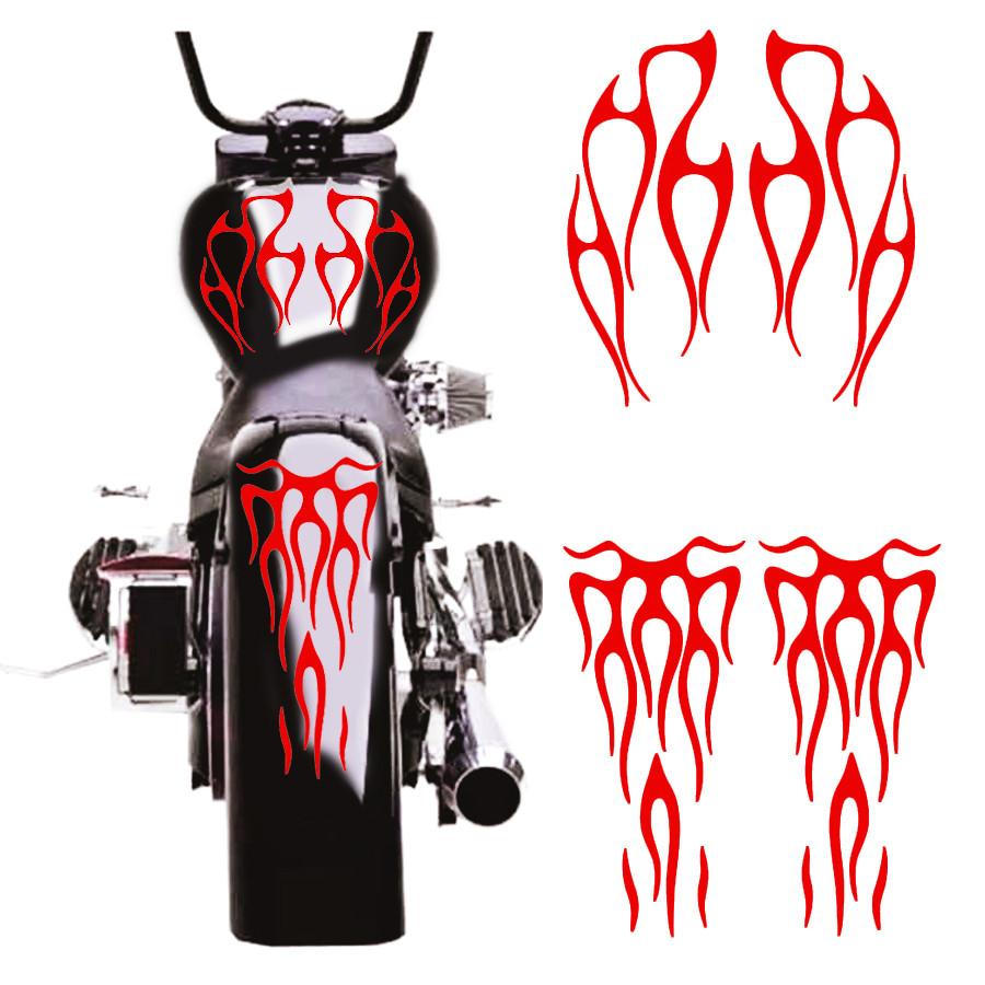 1 Set Motorcycle Red Flame Waterproof Sticker For Gas Tank & Fender Decals Vinyl
