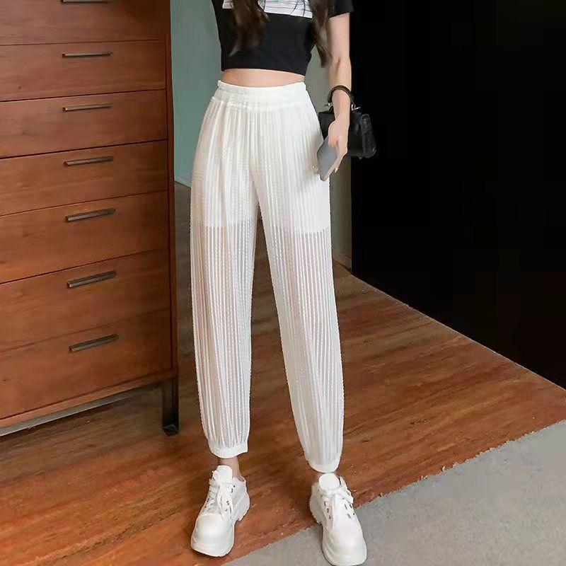 Lantern Pants Women's Loose Chiffon Summer Mosquito Proof Pants Thin Mesh Nine Point Strap Halen Pants
