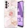 Case for Samsung Galaxy A23 5G - Silicone - Pink Marble - Ring Stand - Shock Absorption