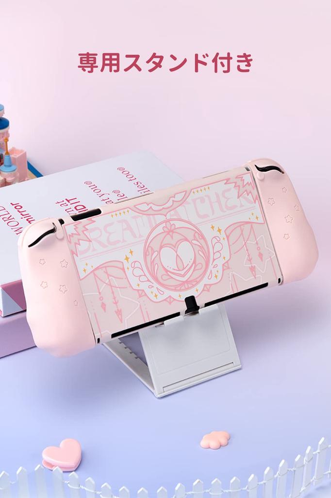 GeekShare Switch OLED совместим с Switch Switch OLED Switch Organic EL Защитный разделяемый полный царапающий пятно Легко история розового покрытия,