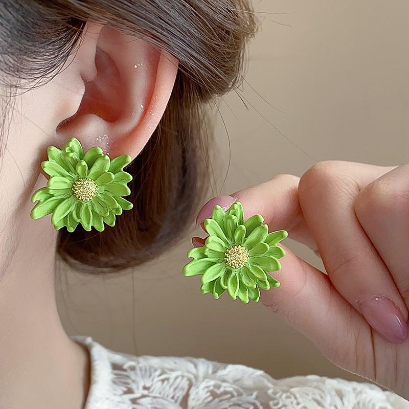 Весна Лето Свежий Супер Бессмертный Универсальный Темперамент Дофамин Красочные Серьги Цветок Маргаритки Для Женщин