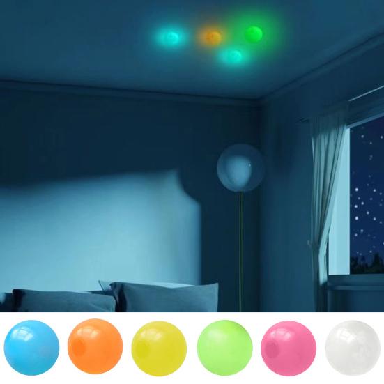 4/8/6/12Pcs Luminous Sticky Ball Glow-in-the-dark Wall Ceiling Sticky Ball TPR Anxiety Relief Stress Ball Fidget Toy Stocking Stuffer Gift