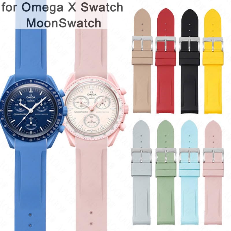 King Omega Swatch X Compatible Rubber Watch Strap with BA Buckle for Replacement Rubber Available In 11 Colors Bioceramic MOONSWATCH Type 1 [Import