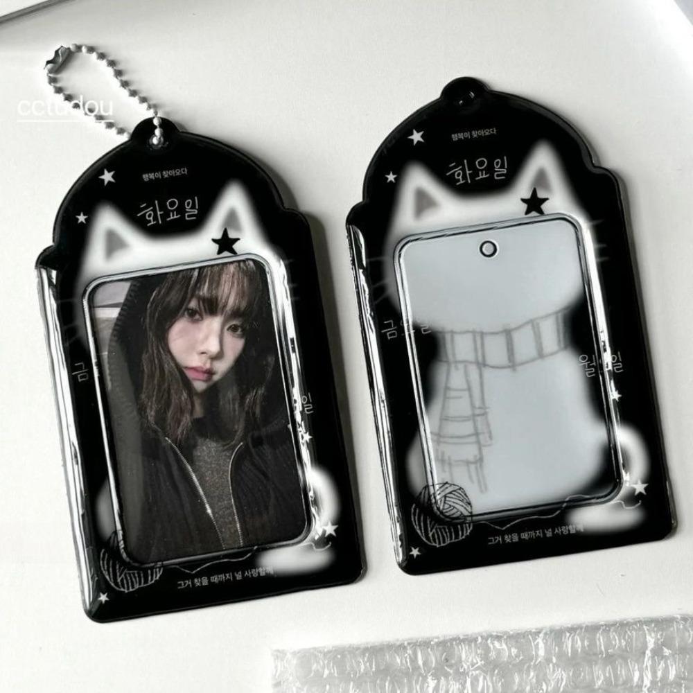 New 3 Inch Kpop Photocard Holder Headphone Butterfly PVC Card Holder Storage Picture Display Card Case