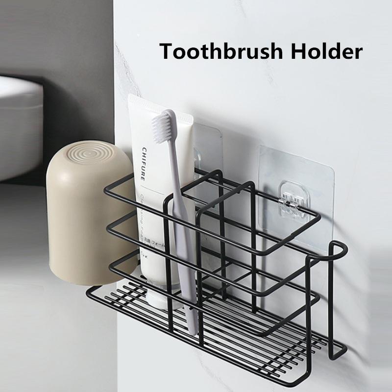Настенный держатель для зубных щеток без перфоратора, органайзер для зубной пасты, подставка для ополаскивателя для рта, инструменты для ванной комнаты