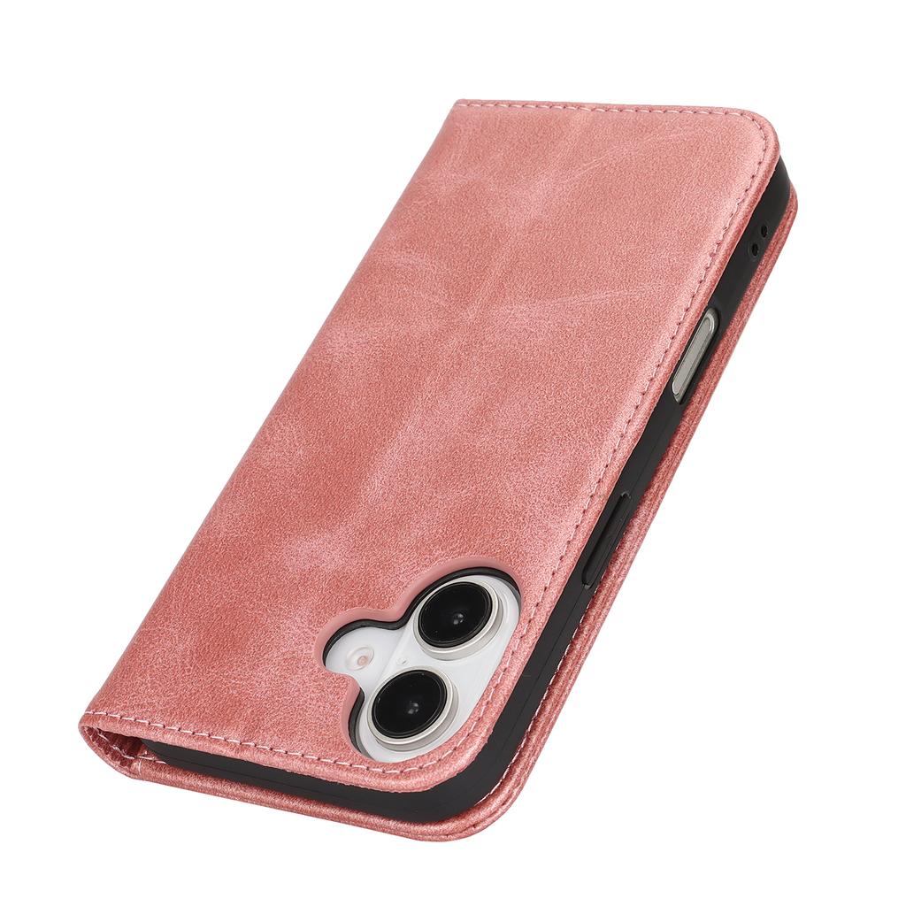 For iPhone 17 Case PU Leather Calf Textured Magnetic Closing Smart Phone Cover