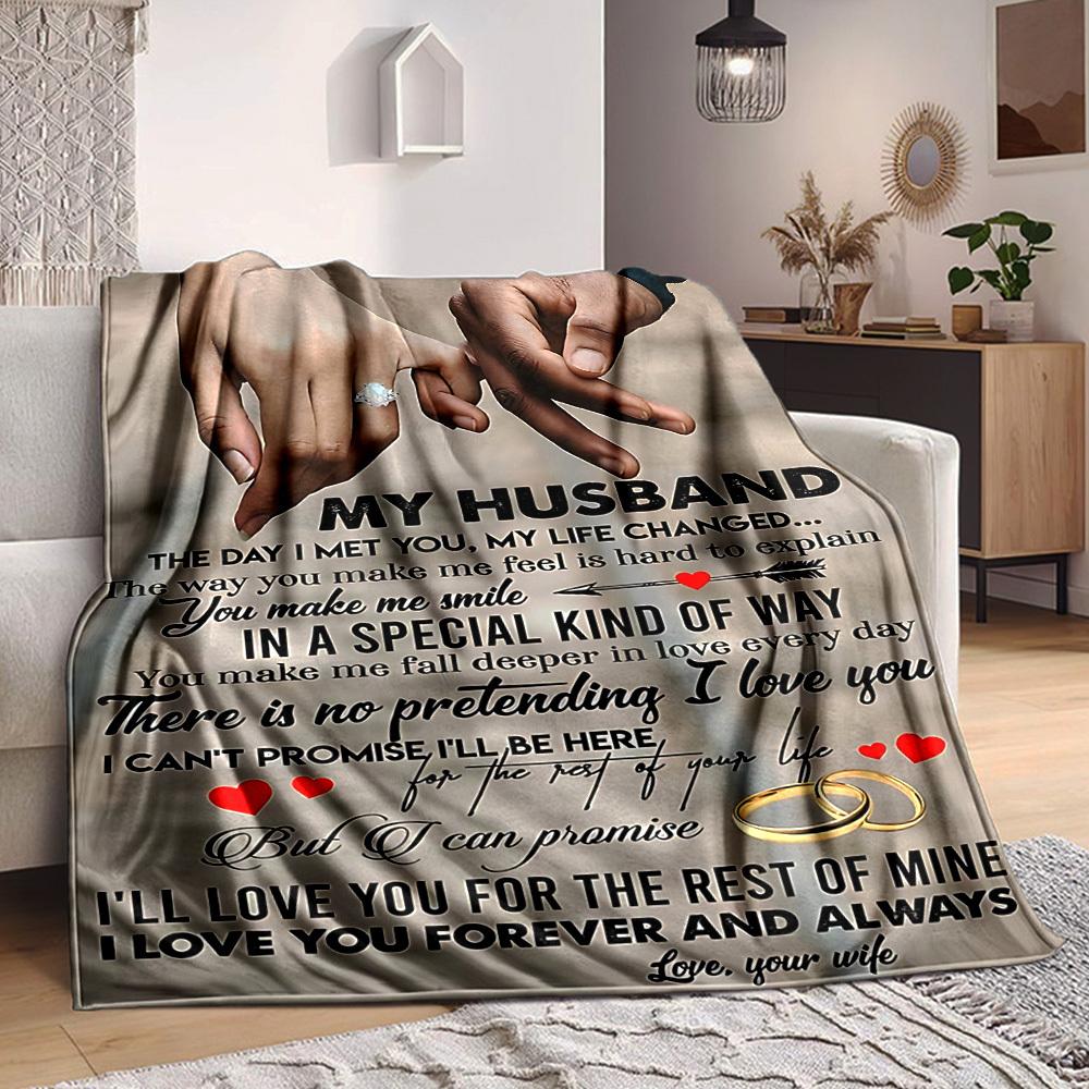 1pc Romantic Messages from Wife Blanket - Perfect Gift for Birthdays, Christmas & Halloween- Soft, Warm & Versatile yy250909108