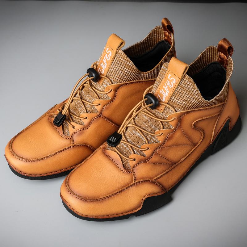 Winter Leather Men Boots Super Warm Mens Snow Boots with Fur Man Casual Shoes Walking Sneakers High Top Western Ankle Boots