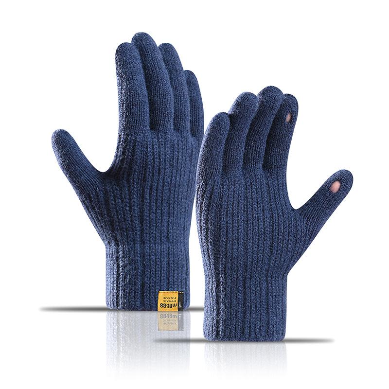 Зимние бархатные теплые перчатки для езды на велосипеде на открытом воздухе с сенсорным экраном мужские и женские шерстяные вязаные перчатки