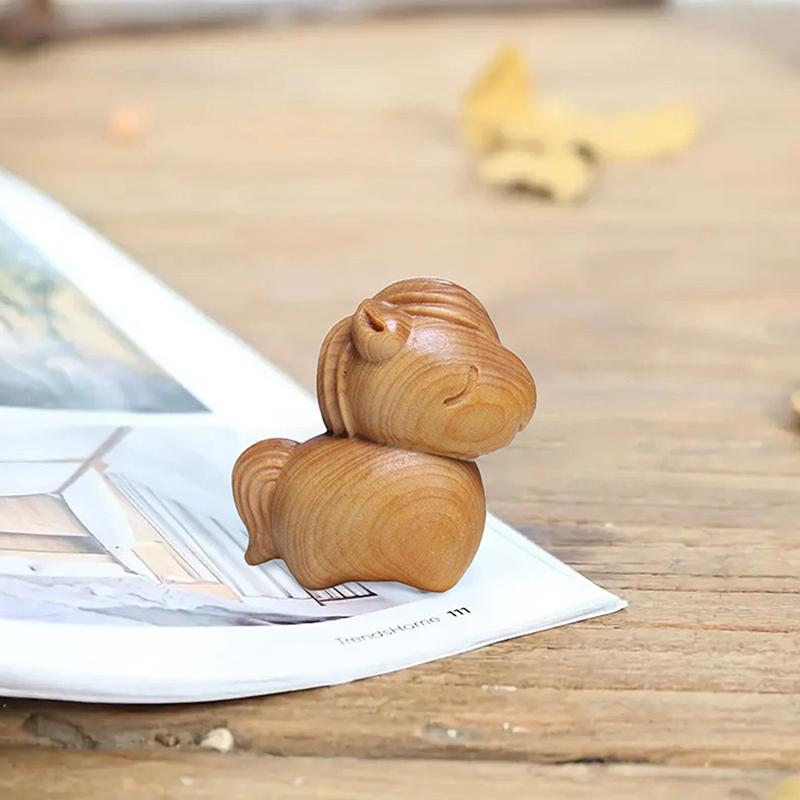 Фигурка лошади ручной работы из резного дерева 2026 год Зодиака статуэтка лошади толстая лошадь приносит удачу домой и в офис и декор для офиса