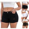 Women's Ripped Denim Shorts With Cuffs And Low Waist Jeans