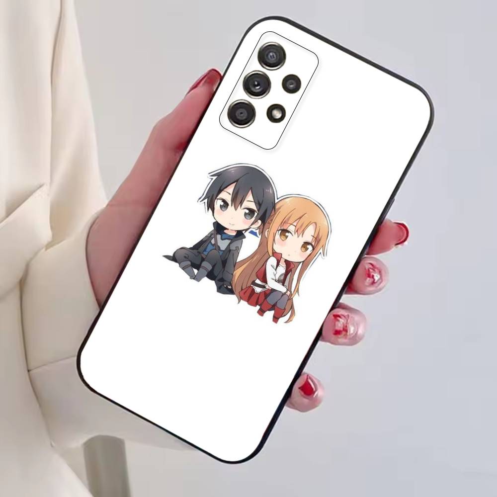 Чехол для телефона Sword Art Online Кирито и Асуна Для Samsung S25,S24,S21,S22,S23,S30,Ultra,S20,Plus,Fe, Мягкий силиконовый черный чехол