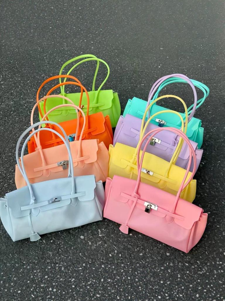 Macaron Color PVC Jelly Bag: Women's 2026 Shoulder Tote with Lock Buckle – Fashionable Commuter Bag