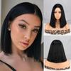 Women Shoulder Length Straight Bob Wig Without Bangs Lace Front Wig Ombre Blonde Orange Pink Synthetic Fiber Wig