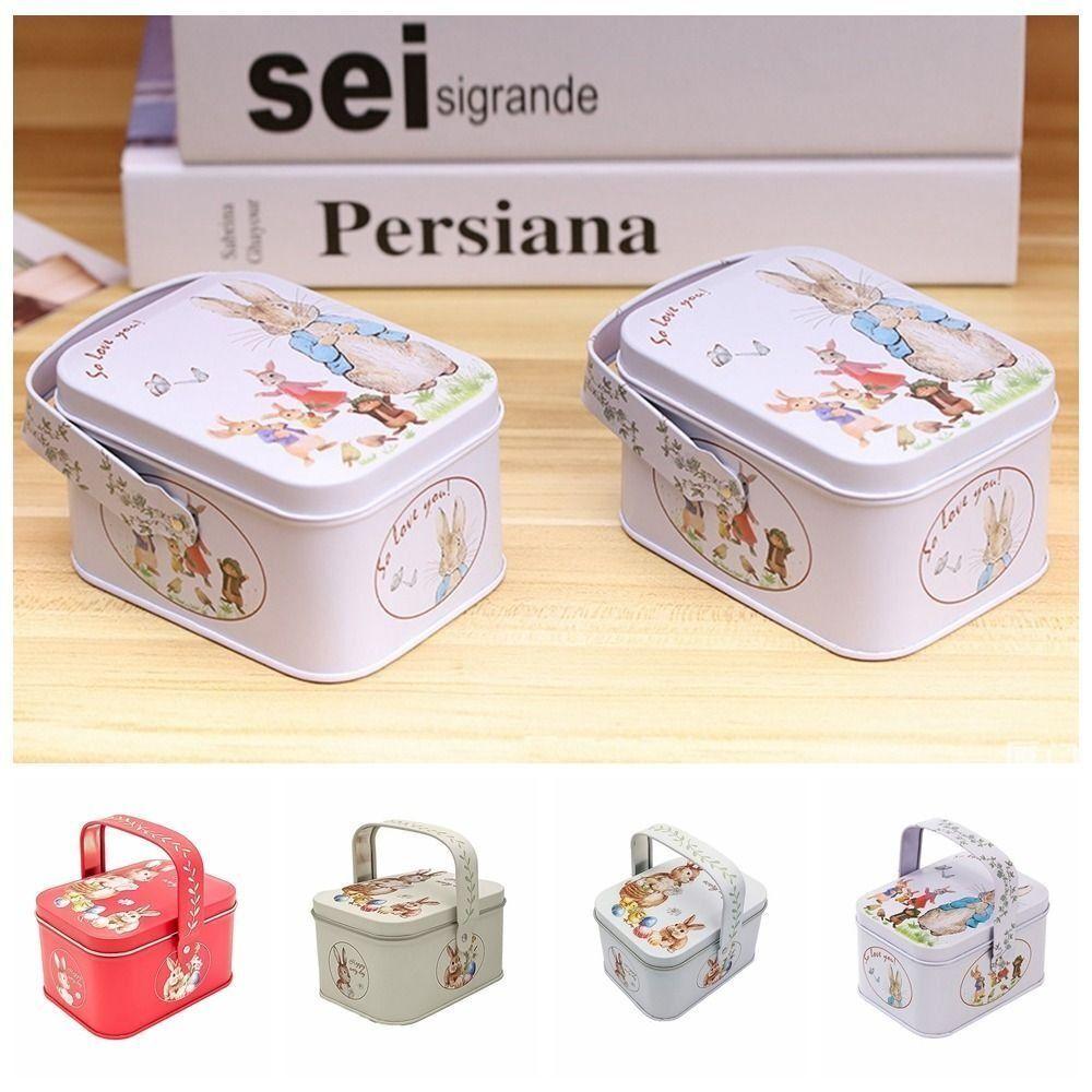 Tinplate Easter Tin Metal Box Easter Supplies Candy Box New Rabbit Storage Box