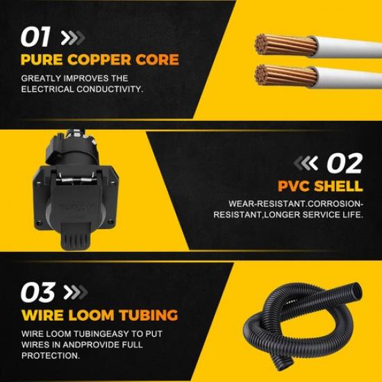 Trailer 7 Way T-Connector For Adapter Chevy Silverado 5Th Wheel Wire Harness