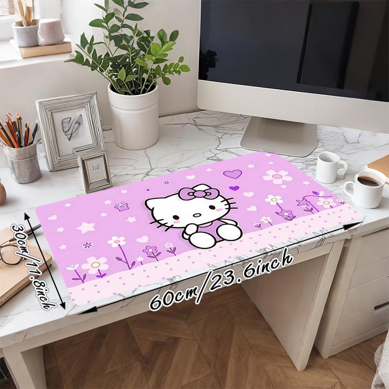 1Pc Hello Kitty Flowers Gaming Mouse Pad Keyboard Desk Mat Non-slip Rubber Lock Edge Waterproof Computer Mousepad for Office Home Decor Y1588