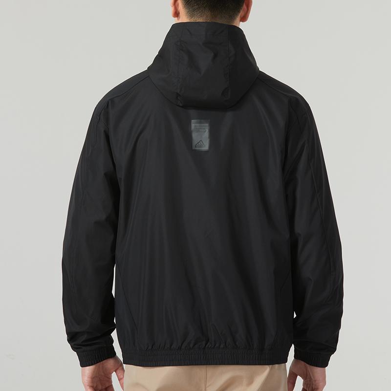 Adidas Solid Color Casual Hooded Raglan Sleeve Jacket Men Outerwear Black IP4920