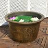Large Flower Pot Thickened Plant Pot with Drainage Hole Retro Resin Lotus Planter for Indoor Outdoor Plants Home Gardening