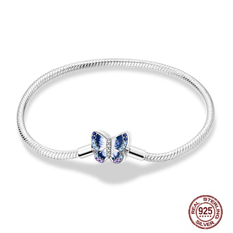 17-20CM Star Moon Bracelet 925 Copper Pink Heart Clover Charms Snake Chain Luminous Bracelet For Women DIY Birthday Zircon Gift