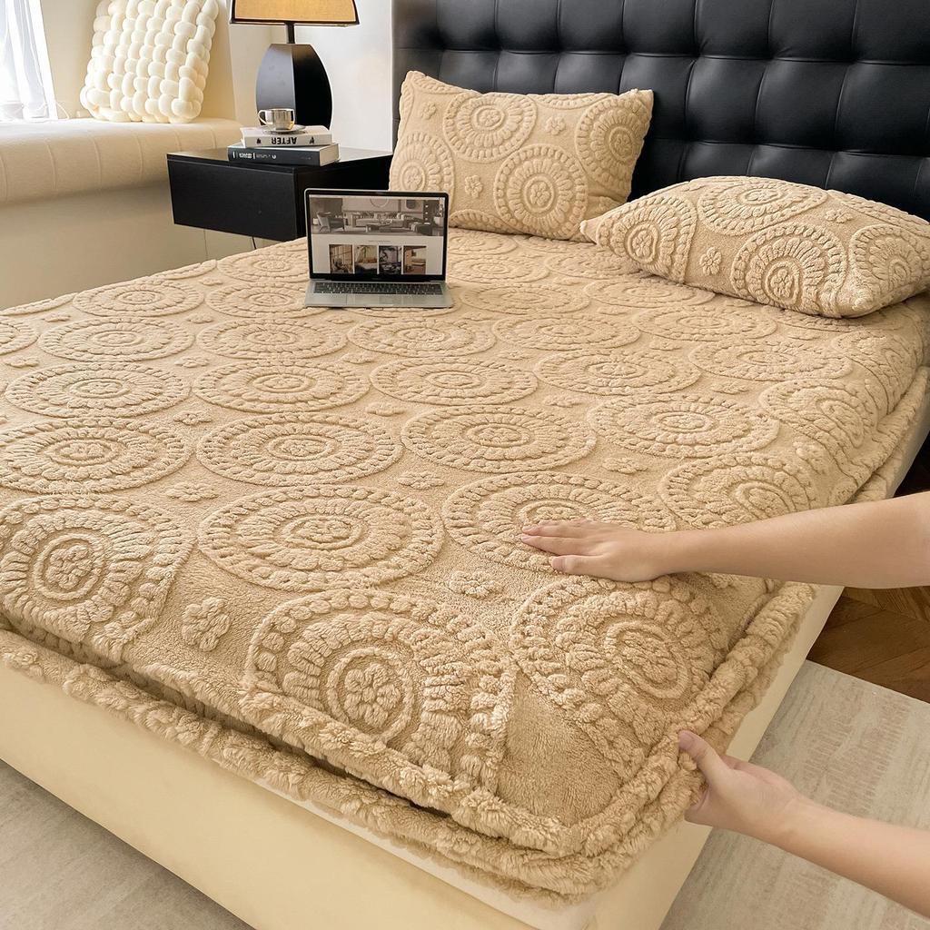 G5Z2025 Зимнее теплое плюшевое нескользящее тафтовое натяжное постельное белье - Односпальный/Двуспальный размер