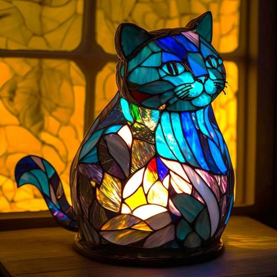 Painted Resin Animal Table Lamp Wild Animal Sculpture Stained Resin Lamp Colorful Night Light Decoration for Bedroom Living Room Christmas Gifts