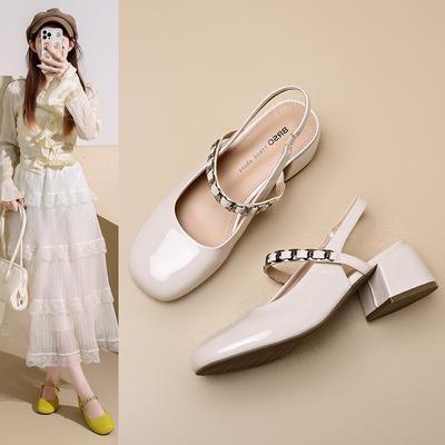 Туфли-лодочки Мэри Джейн с темпераментом, женские, на толстом каблуке, с закрытым носком, сандалии, летние, новые, универсальные, не утомляющие ноги, на высоком каблуке